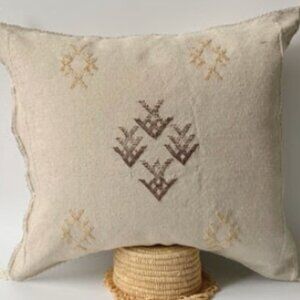 TAUPE  - Moroccan Cactus Silk Pillow Cover-Handmade-Handwoven (TAUPE)